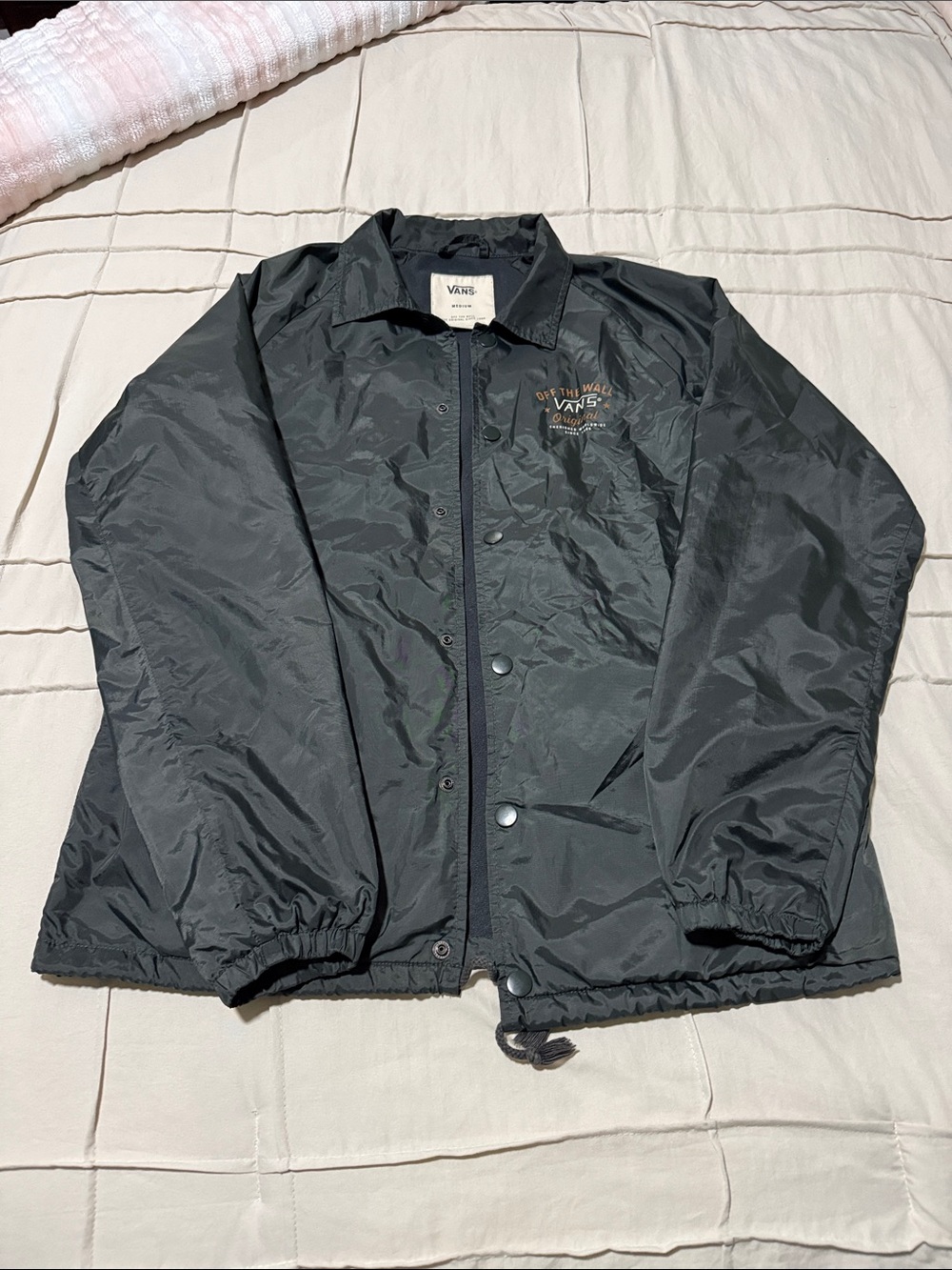 Vans Black Windbreaker Coach Jacket with Subtle Logo